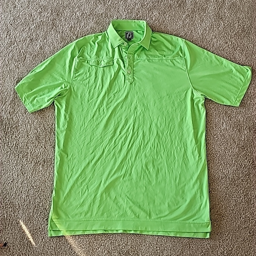 FootJoy Men's Golf Polo lime green with Faux pocket size L